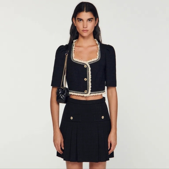 Sandro Tweed Cropped Top - Picture 2 of 13